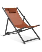 2 Chiliennes en métal et toile gris anthracite / terracotta - 102x61x82 cm
