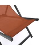 2 Chiliennes en métal et toile gris anthracite / terracotta - 102x61x82 cm