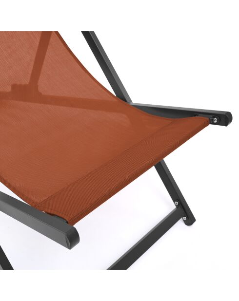 2 Chiliennes en métal et toile gris anthracite / terracotta - 102x61x82 cm