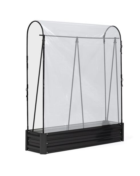 2 Serres de potager spéciales tomates en métal gris anthracite - 115x30x128 cm