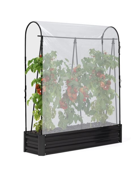 2 Serres de potager spéciales tomates en métal gris anthracite - 115x30x128 cm