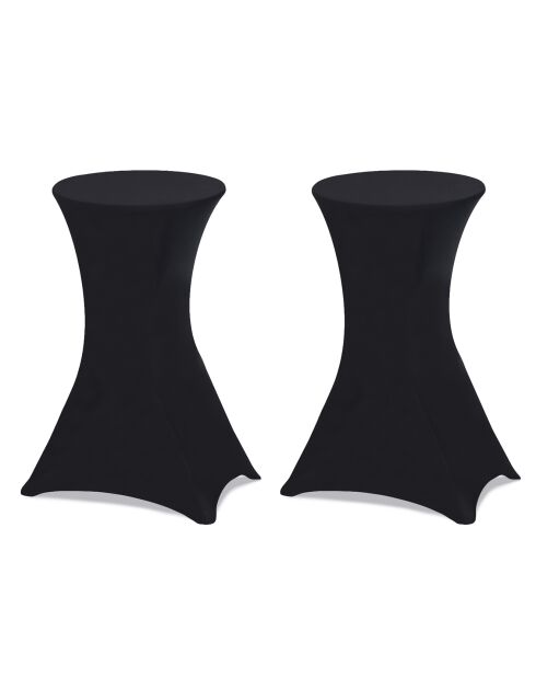 2 Tables hautes de réception pliantes + housses noires  gris/blanc - 60x60x105 cm