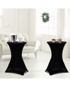 2 Tables hautes de réception pliantes + housses noires  gris/blanc - 60x60x105 cm