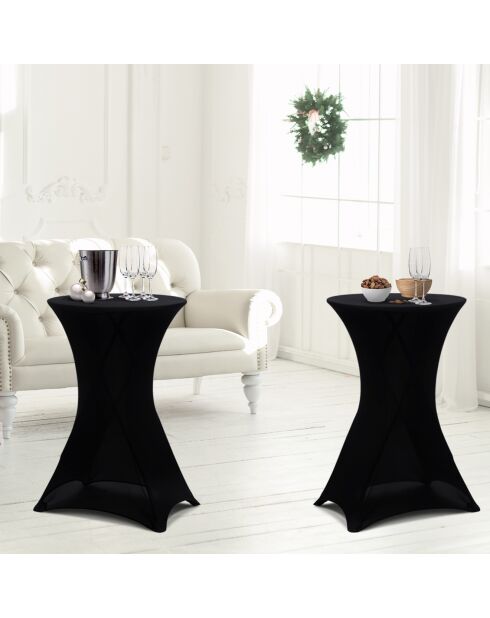 2 Tables hautes de réception pliantes + housses noires  gris/blanc - 60x60x105 cm