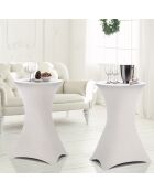 2 Tables hautes de réception pliantes + housses blanches  gris/blanc - 60x60x105 cm