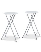 2 Tables hautes de réception pliantes + housses noires  gris/blanc - 60x60x105 cm