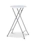 2 Tables hautes de réception pliantes + housses noires  gris/blanc - 60x60x105 cm