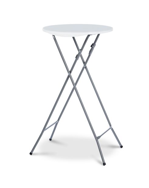 2 Tables hautes de réception pliantes + housses noires  gris/blanc - 60x60x105 cm