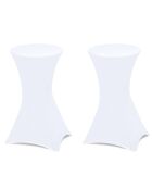 2 Tables hautes de réception pliantes + housses blanches  gris/blanc - 60x60x105 cm