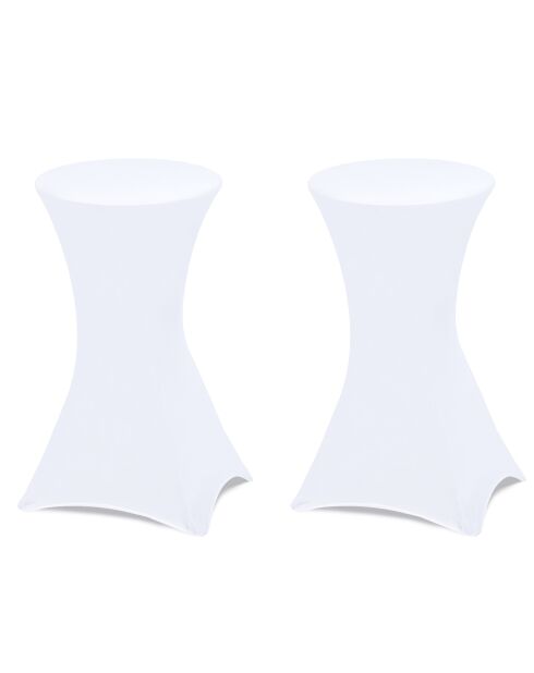 2 Tables hautes de réception pliantes + housses blanches  gris/blanc - 60x60x105 cm