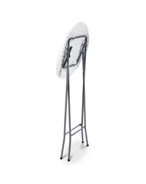 2 Tables hautes de réception pliantes + housses noires  gris/blanc - 60x60x105 cm