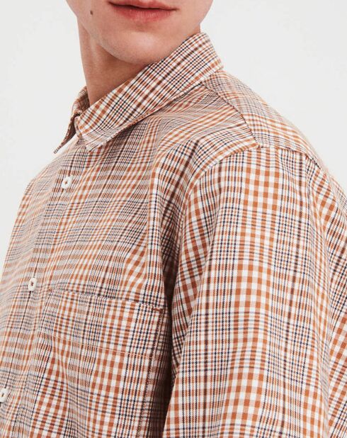Chemise Shirazem  à carreaux orange