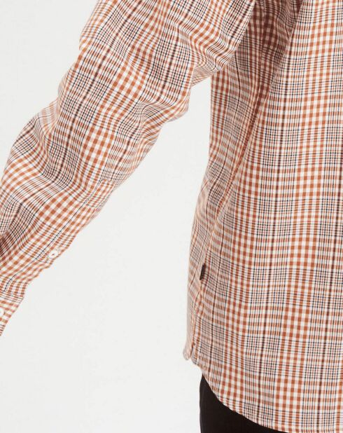 Chemise Shirazem  à carreaux orange