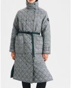 Trench matelassé Ocranew pied-de-poule  bleu/gris