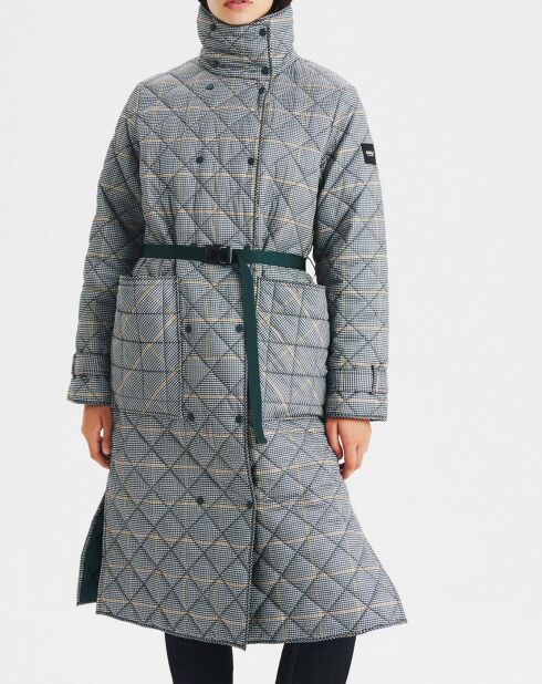 Trench matelassé Ocranew pied-de-poule  bleu/gris