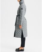 Trench matelassé Ocranew pied-de-poule  bleu/gris