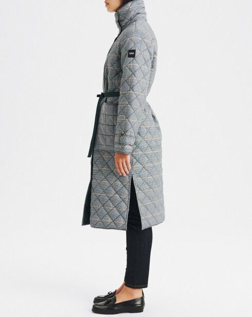 Trench matelassé Ocranew pied-de-poule  bleu/gris