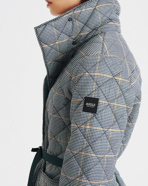 Trench matelassé Ocranew pied-de-poule  bleu/gris