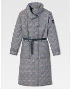 Trench matelassé Ocranew pied-de-poule  bleu/gris