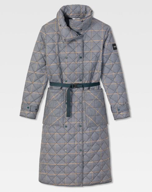 Trench matelassé Ocranew pied-de-poule  bleu/gris