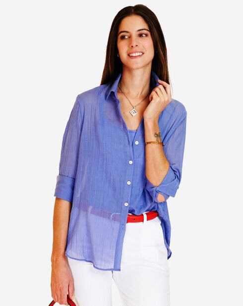 Chemise 100% Lin Julie azur