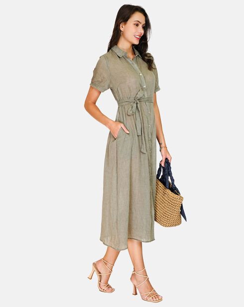 Robe 100% Lin Paola kaki claire