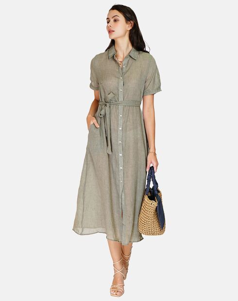 Robe 100% Lin Paola kaki claire