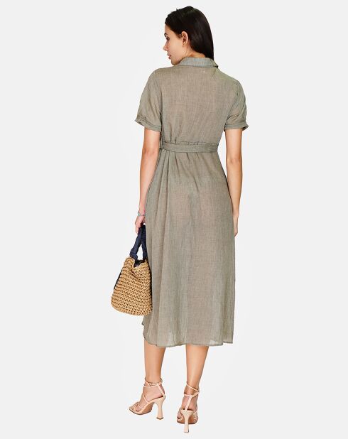 Robe 100% Lin Paola kaki claire