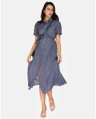 Robe 100% Lin Paola marine delavé