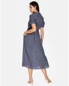 Robe 100% Lin Paola marine delavé