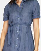 Robe 100% Lin Paola marine delavé