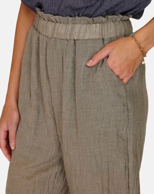 Pantalon 100% Lin Nadia kaki claire