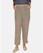 Pantalon 100% Lin Nadia kaki claire