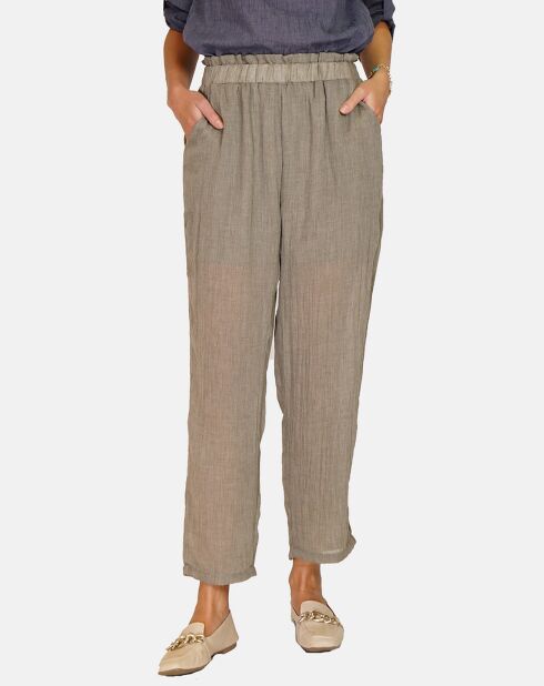 Pantalon 100% Lin Nadia kaki claire