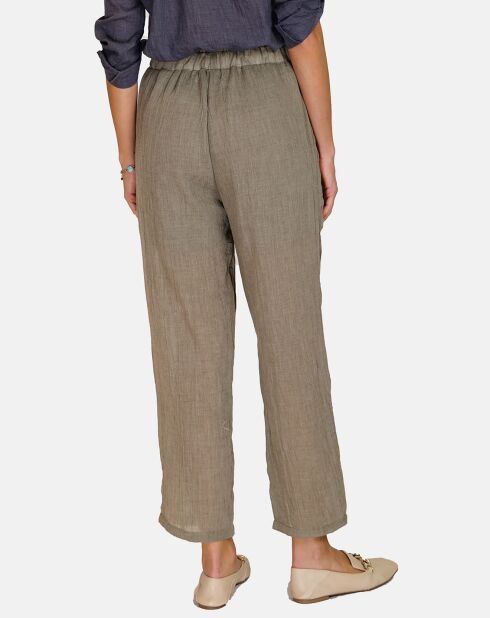 Pantalon 100% Lin Nadia kaki claire