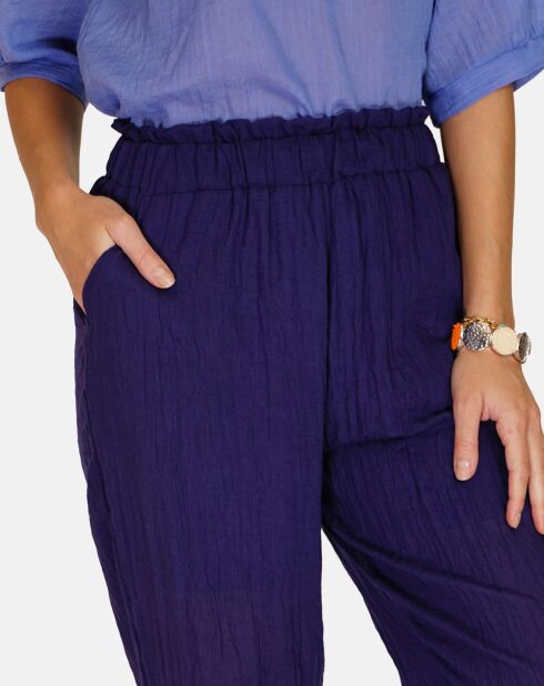 Pantalon 100% Lin Nadia marine