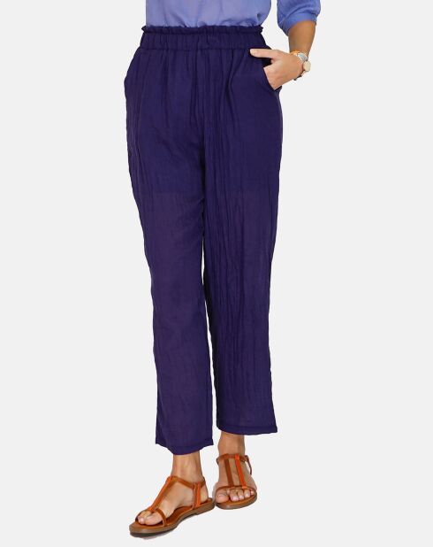 Pantalon 100% Lin Nadia marine