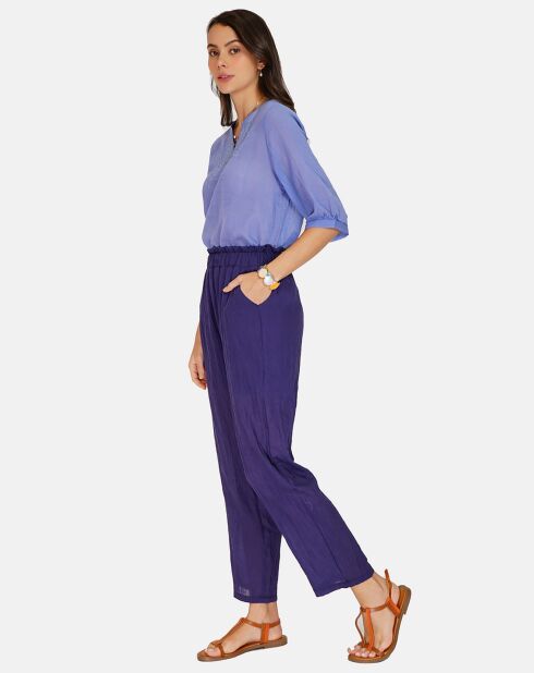 Pantalon 100% Lin Nadia marine