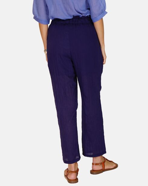 Pantalon 100% Lin Nadia marine