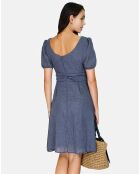 Robe 100% Lin Charlotte marine delavé