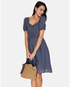 Robe 100% Lin Charlotte marine delavé