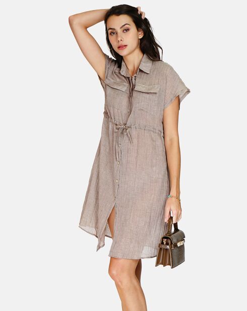 Robe 100% Lin Floriane desert