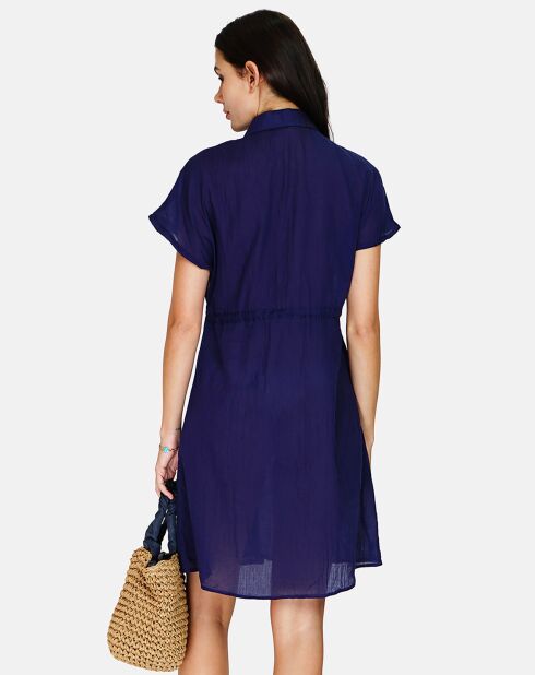 Robe 100% Lin Floriane marine
