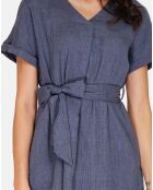 Robe 100% Lin Polette marine delavé
