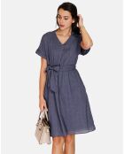 Robe 100% Lin Polette marine delavé