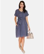 Robe 100% Lin Polette marine delavé