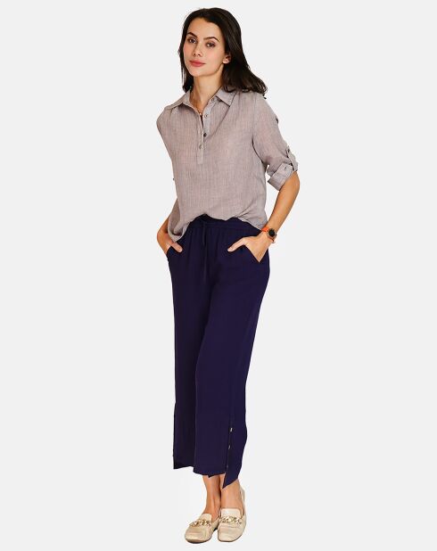 Pantalon en Lin & Coton Mylene marine