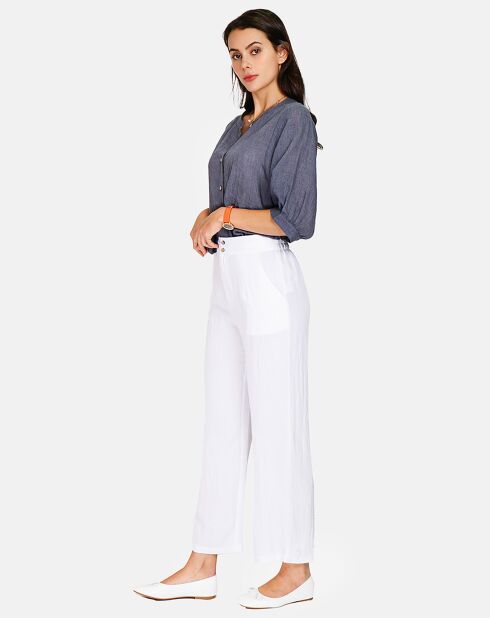 Pantalon en Lin & Coton Sacha blanc