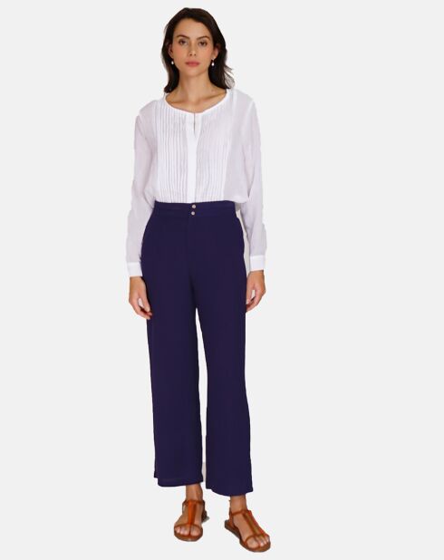 Pantalon en Lin & Coton Sacha marine