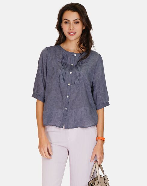 Chemise 100% Lin Laura marine delavé